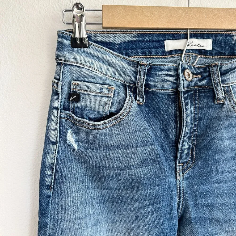 KanCan Jeans Mid Rise Ankle Skinny Distressed Medium Wash Stretch